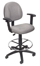 Boss Ergonomic Works Adjustable Drafting Chair with Adjustable Arms and Removable Foot Rest, Gray (B1616-GY) Each