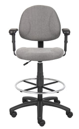 Boss Ergonomic Works Adjustable Drafting Chair with Adjustable Arms and Removable Foot Rest, Gray (B1616-GY) Each