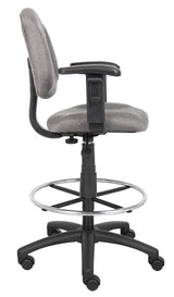 Boss Ergonomic Works Adjustable Drafting Chair with Adjustable Arms and Removable Foot Rest, Gray (B1616-GY) Each