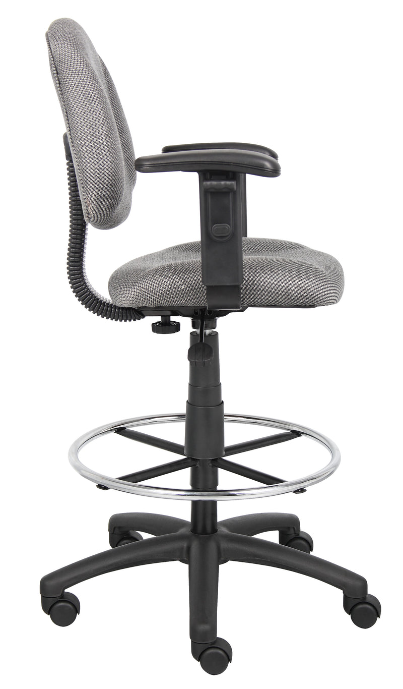 Boss Ergonomic Works Adjustable Drafting Chair with Adjustable Arms and Removable Foot Rest, Gray (B1616-GY) Each