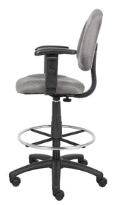 Boss Ergonomic Works Adjustable Drafting Chair with Adjustable Arms and Removable Foot Rest, Gray (B1616-GY) Each