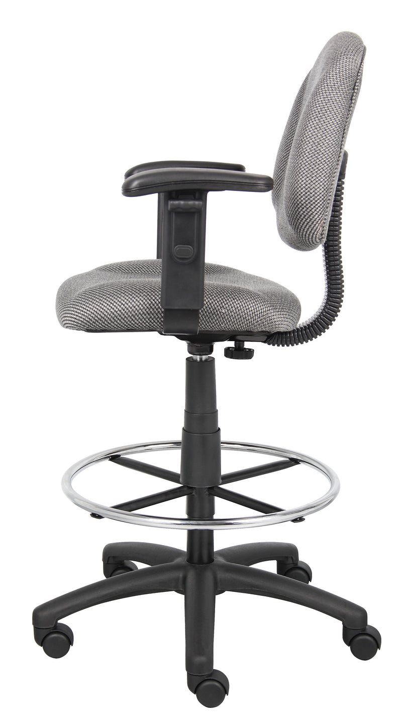 Boss Ergonomic Works Adjustable Drafting Chair with Adjustable Arms and Removable Foot Rest, Gray (B1616-GY) Each