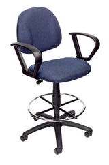 Boss Ergonomic Works Adjustable Drafting Chair with Loop Arms and Removable Foot Rest, Blue (B1617-BE) Each