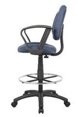 Boss Ergonomic Works Adjustable Drafting Chair with Loop Arms and Removable Foot Rest, Blue (B1617-BE) Each