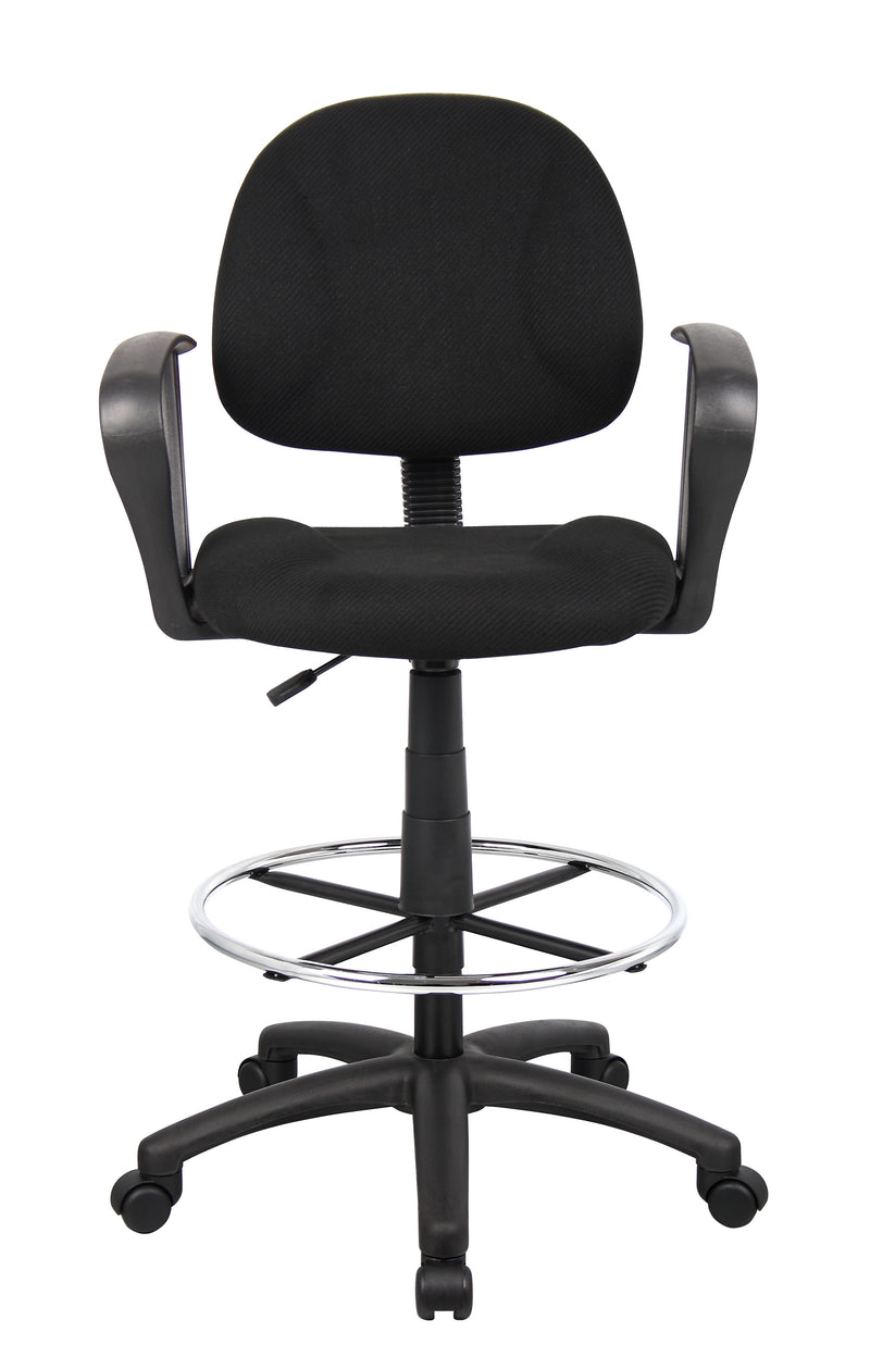 Boss Ergonomic Works Adjustable Drafting Chair with Loop Arms and Removable Foot Rest, Black (B1617-BK) Each