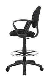 Boss Ergonomic Works Adjustable Drafting Chair with Loop Arms and Removable Foot Rest, Black (B1617-BK) Each