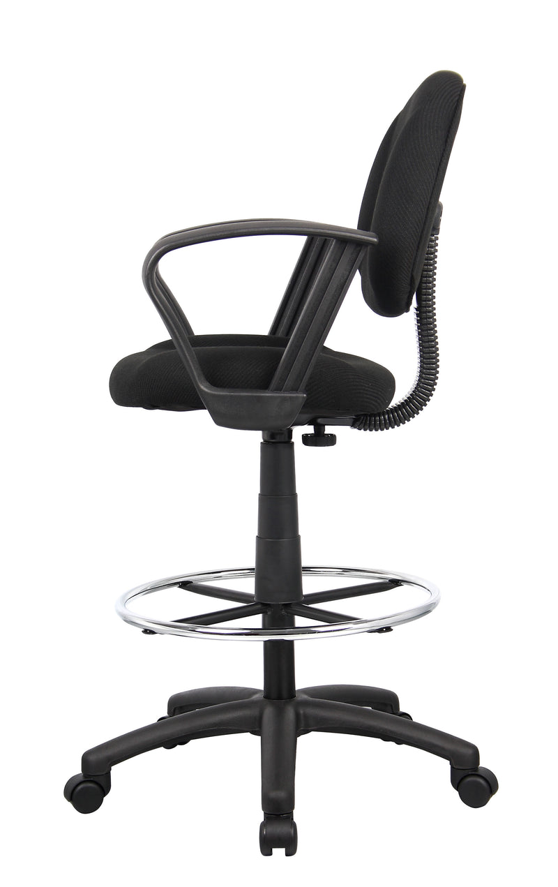 Boss Ergonomic Works Adjustable Drafting Chair with Loop Arms and Removable Foot Rest, Black (B1617-BK) Each