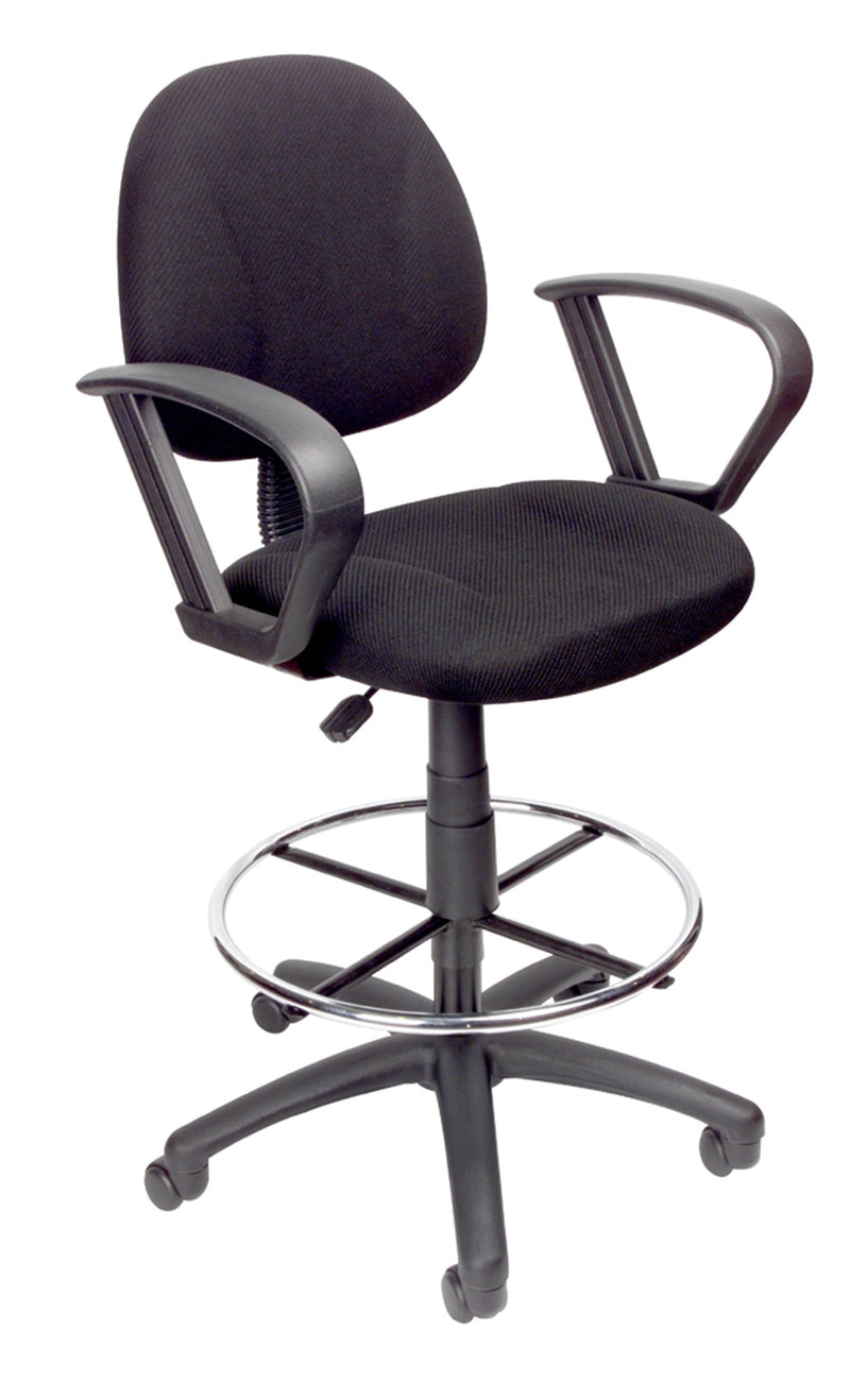 Boss Ergonomic Works Adjustable Drafting Chair with Loop Arms and Removable Foot Rest, Black (B1617-BK) Each