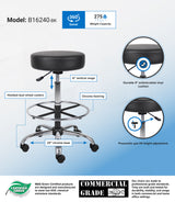Boss Antimicrobial Vinyl Medical/Drafting Stool, Black (B16240-BK) Each