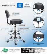 Boss Antimicrobial Vinyl Medical/Drafting Stool w/Back Cushion, Black (B16245-BK) Each