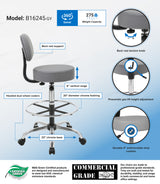 Boss Antimicrobial Vinyl Medical/Drafting Stool w/Back Cushion, Gray (B16245-GY) Each