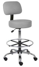 Boss Antimicrobial Vinyl Medical/Drafting Stool w/Back Cushion, Gray (B16245-GY) Each