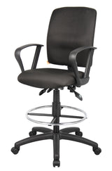 Boss Multi-Function Fabric Drafting Stool w/Loop Arms (B1637-BK) Each