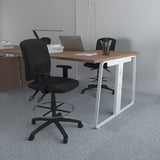 Boss Multi-Function LeatherPlus Drafting Stool w/Adjustable Arms (B1646) Each