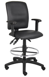 Boss Multi-Function LeatherPlus Drafting Stool w/Adjustable Arms (B1646) Each