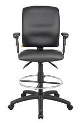 Boss Multi-Function LeatherPlus Drafting Stool w/Adjustable Arms (B1646) Each