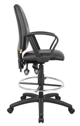 Boss Multi-Function LeatherPlus Drafting Stool w/Loop Arms (B1647) Each