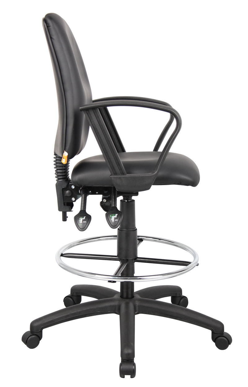 Boss Multi-Function LeatherPlus Drafting Stool w/Loop Arms (B1647) Each