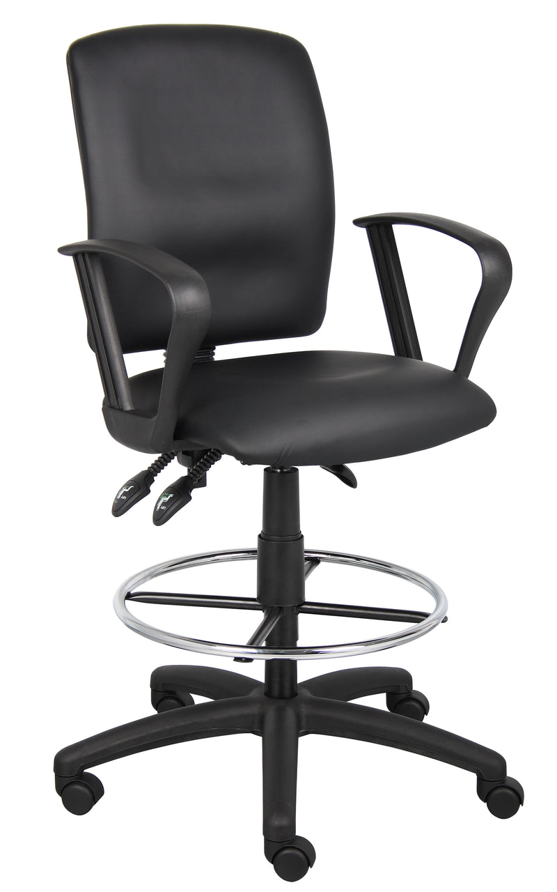 Boss Multi-Function LeatherPlus Drafting Stool w/Loop Arms (B1647) Each