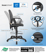 Boss Multi-Function LeatherPlus Drafting Stool w/Loop Arms (B1647) Each