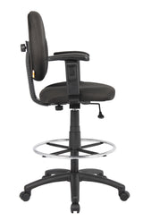 Boss Black Fabric Drafting Stools w/Adjustable Arms & Footring (B1691-BK) Each