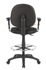 Boss Black Fabric Drafting Stools w/Adjustable Arms & Footring (B1691-BK) Each