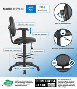 Boss Black Antimicrobial Drafting Stools w/Adjustable Arms & Footring (B1691-CS) Each