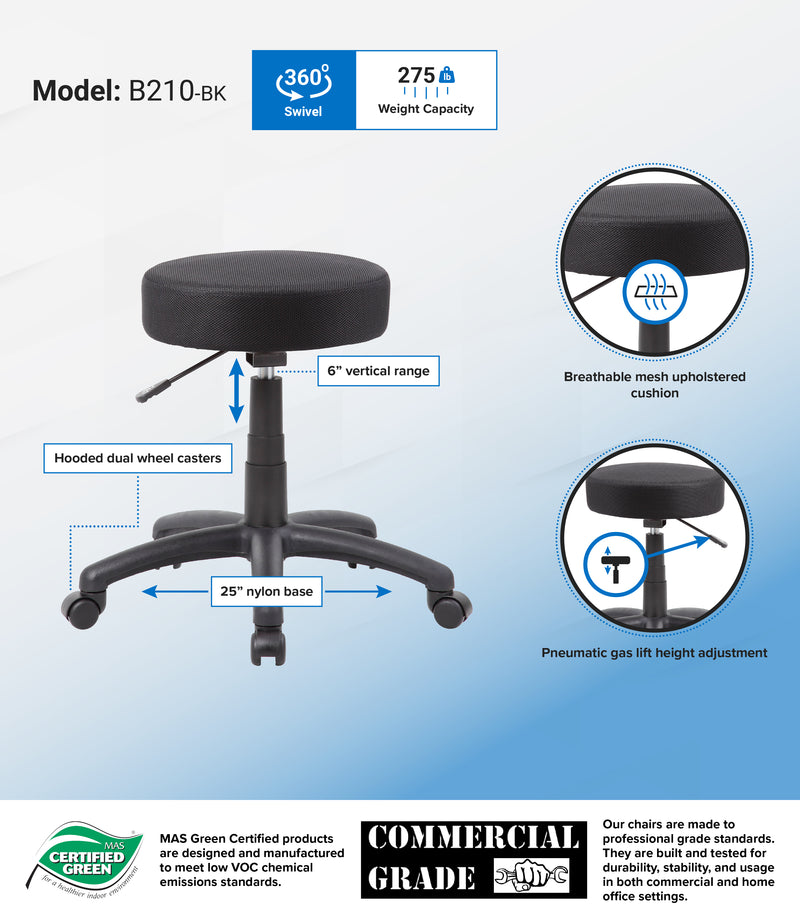 Boss The DOT Stool, Black (B210-BK) Each