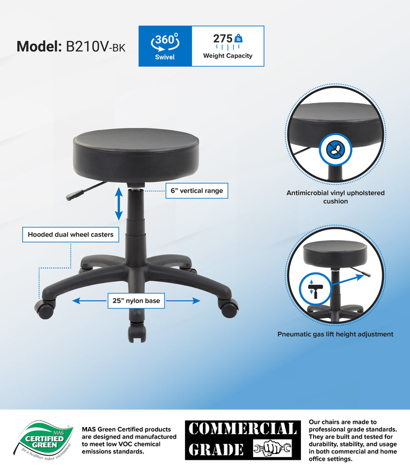 Boss The DOT Stool, Black Vinyl (B210V-BK) Each