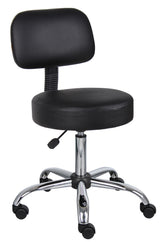 Boss Black Antimicrobial Vinyl Medical Stool w/Back Cushion (B245-BK) Each