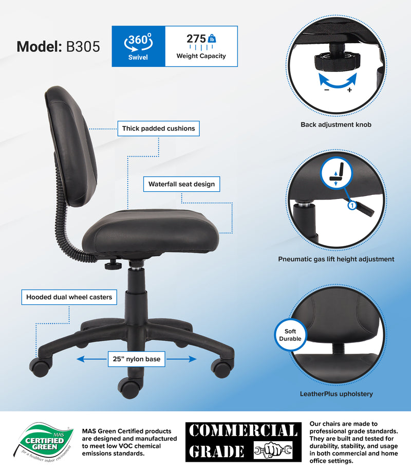 Boss Black Posture Chair  (B305) Each