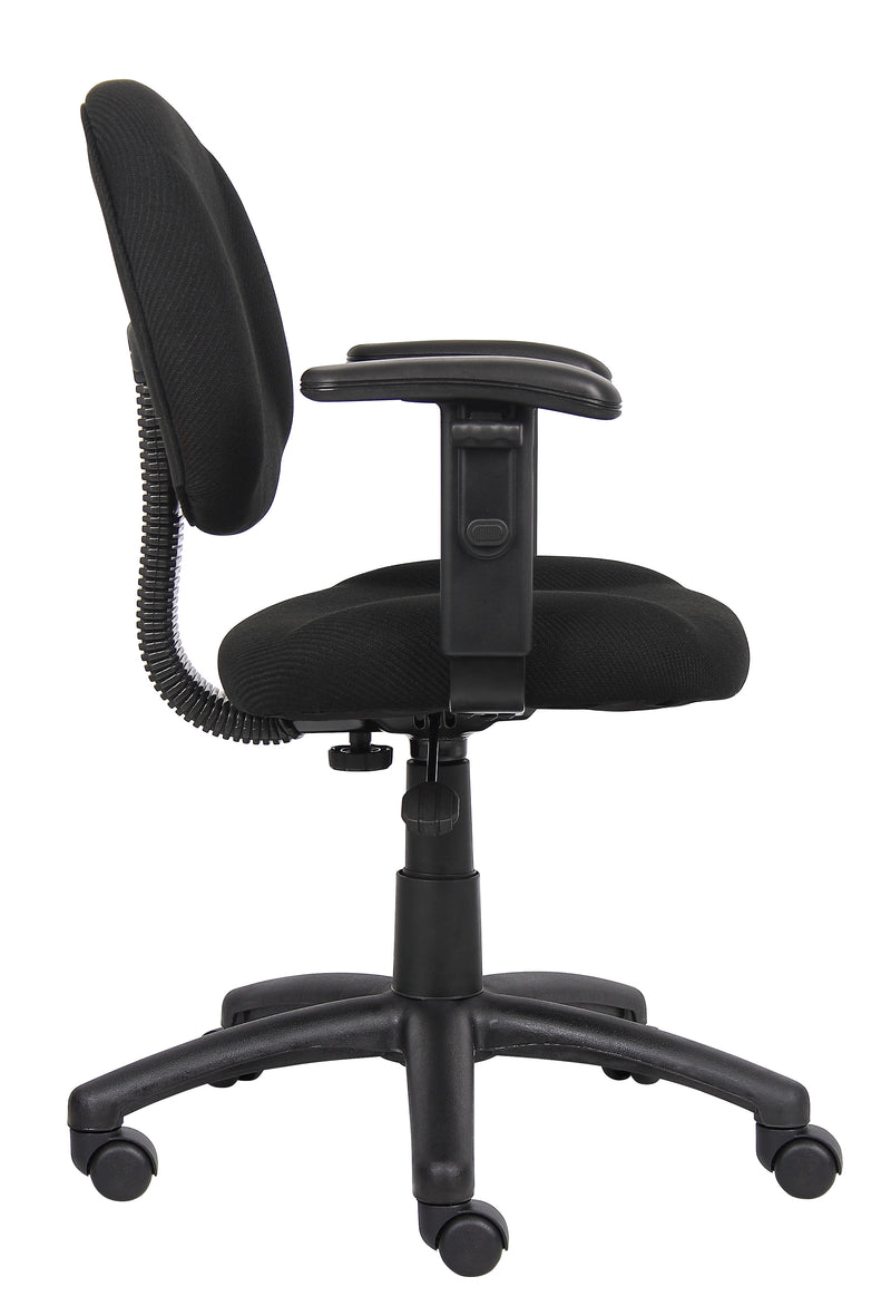 Boss Black Deluxe Posture Chair w/Adjustable Arms (B316-BK) Each