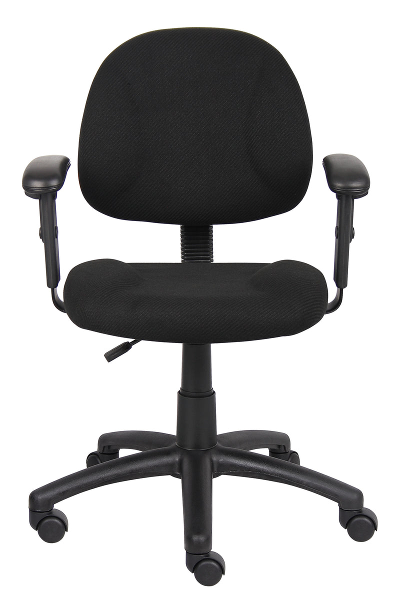 Boss Black Deluxe Posture Chair w/Adjustable Arms (B316-BK) Each