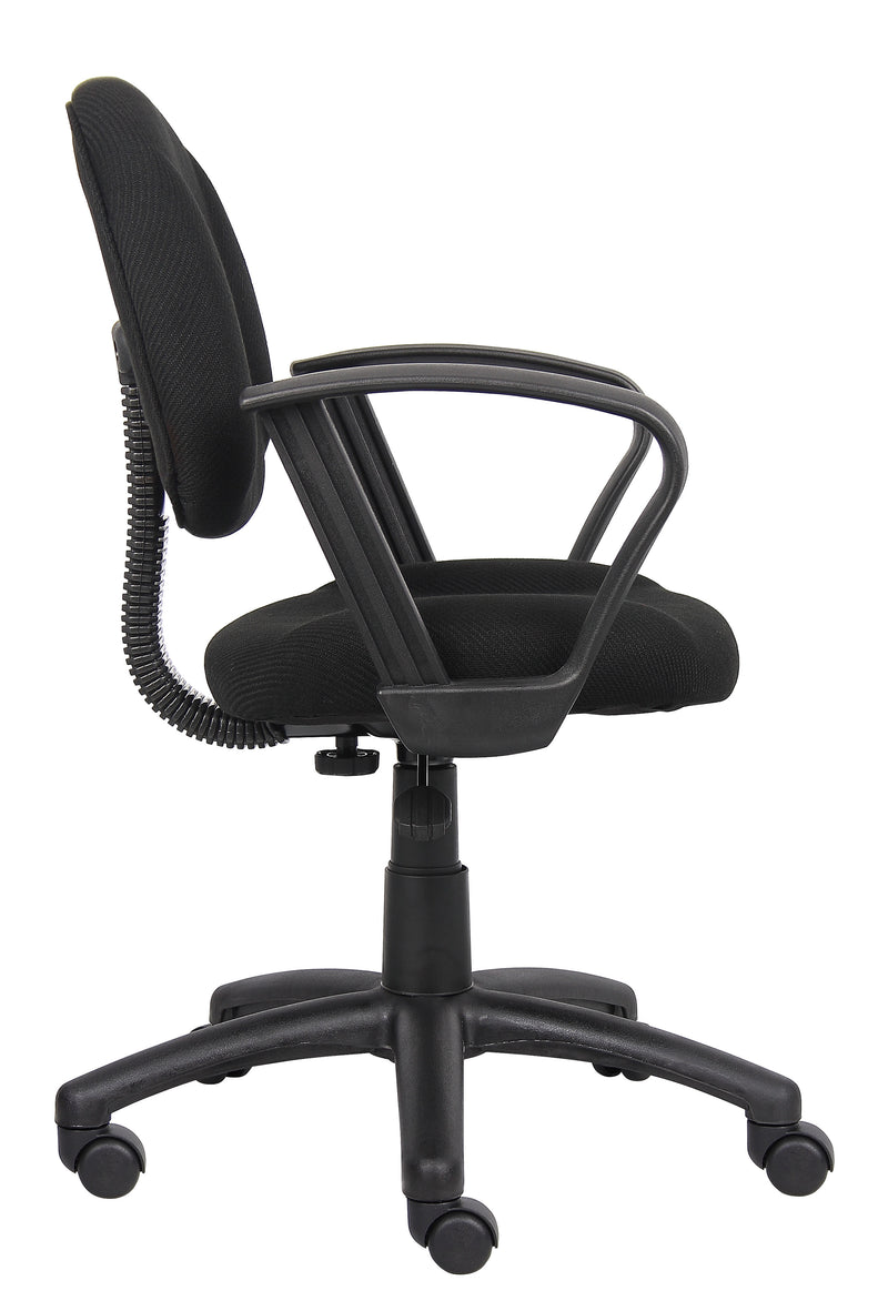 Boss Black Deluxe Posture Chair w/Loop Arms (B317-BK) Each