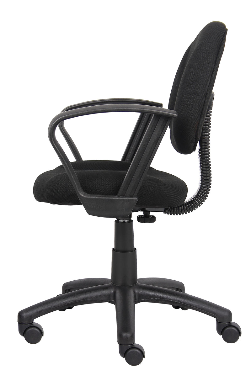 Boss Black Deluxe Posture Chair w/Loop Arms (B317-BK) Each