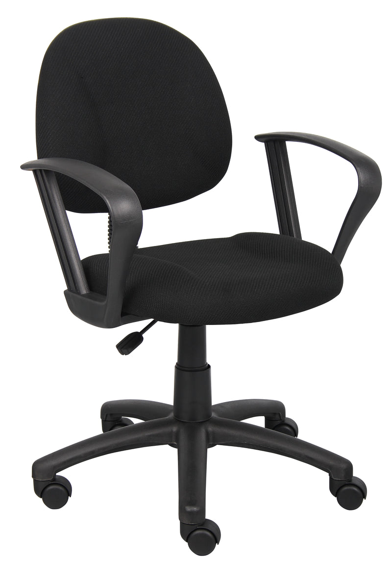 Boss Black Deluxe Posture Chair w/Loop Arms (B317-BK) Each