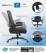 Boss Mesh Heavy Duty Flip Arm Task Chair, 400 lb Weight Capacity (B601-BK) Each