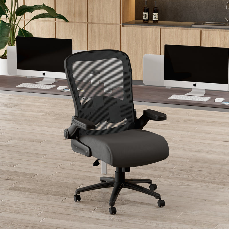 Boss Mesh Heavy Duty Flip Arm Task Chair, 400 lb Weight Capacity (B601-BK) Each