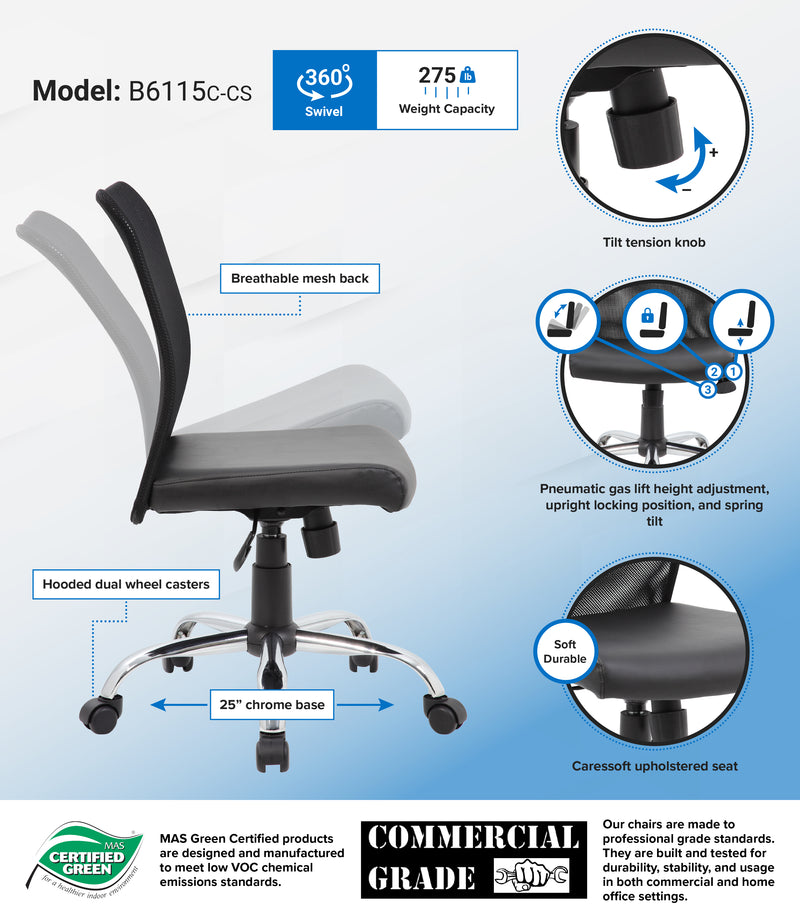 Boss Budget Mesh Task Chair (B6115C-CS) Each