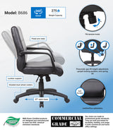 Boss Mid Back Executive Chair In LeatherPlus (B686) Each