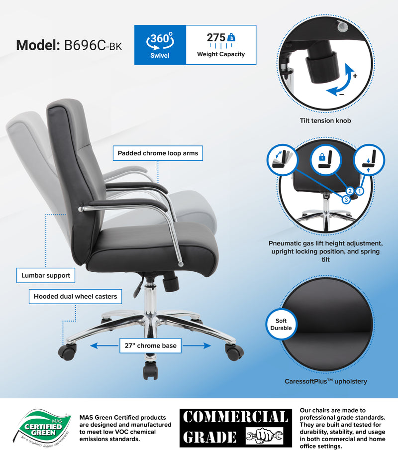 Boss Modern Executive Conference Chair, Black (B696C-BK) Each