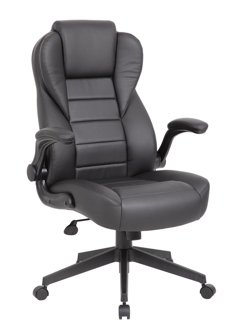 Boss Executive High Back CaressoftPlus Flip Arm Chair (B8551-BK) Each