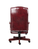 Boss Classic Executive Oxblood Vinyl Chair With Mahogany Finish Frame (B905-BY) Each