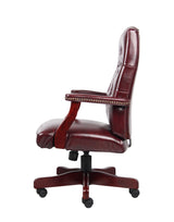 Boss Classic Executive Oxblood Vinyl Chair With Mahogany Finish Frame (B905-BY) Each