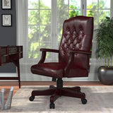 Boss Classic Executive Oxblood Vinyl Chair With Mahogany Finish Frame (B905-BY) Each