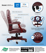 Boss Classic Executive Oxblood Vinyl Chair With Mahogany Finish Frame (B905-BY) Each