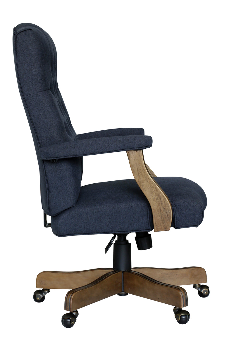 Boss Executive Navy Commercial Grade Linen Chair With Driftwood Finish Frame (B905DW-NV) Each