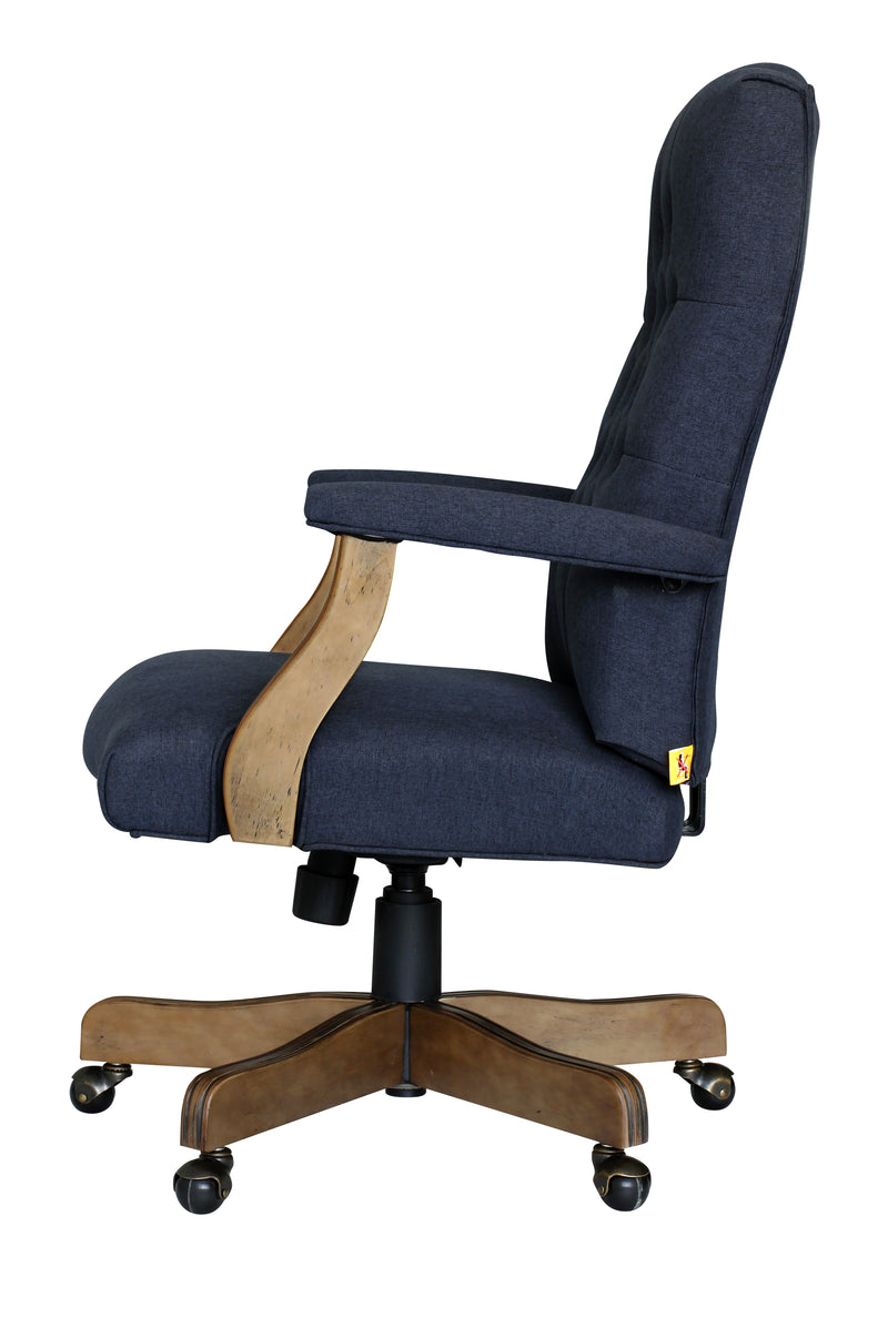 Boss Executive Navy Commercial Grade Linen Chair With Driftwood Finish Frame (B905DW-NV) Each
