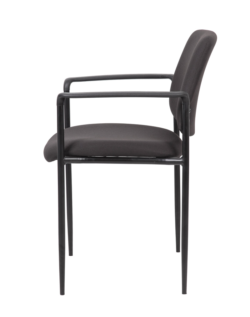 Boss Square Back Diamond Stacking Chair w/Arm In Black (B9503-BK) Each