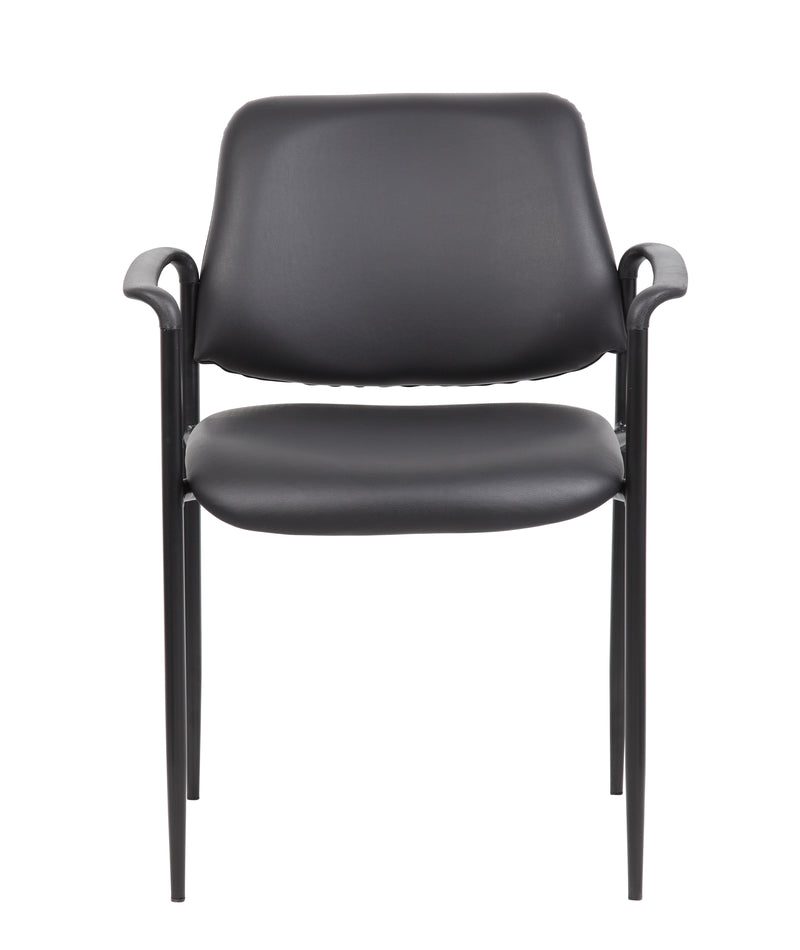 Boss Square Back Diamond Stacking Chair w/Arm In Black Caressoft (B9503-CS) Each